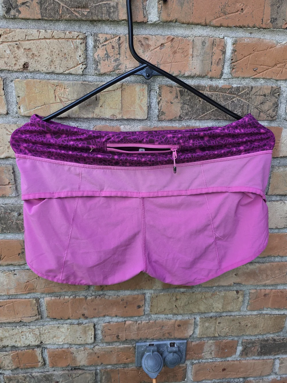 lululemon athletica Pink Layered Running Shorts with Patterned Waistband